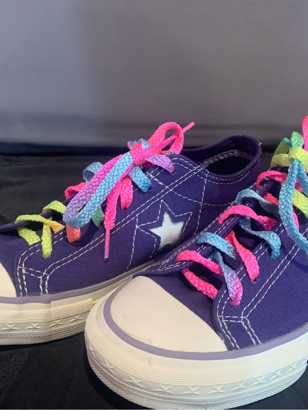 Converse Unisex One Star Purple Canvas Sneakers With Custom Laces